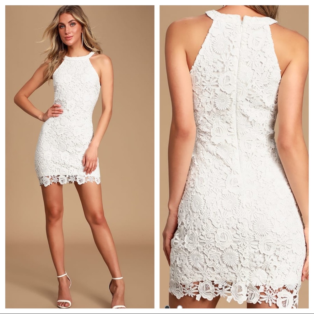 Lulus Love Poem Ivory Lace Mini Dress! ❤️ sz S